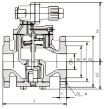 YG43H/Y型高灵敏度蒸汽减压阀结构示意图